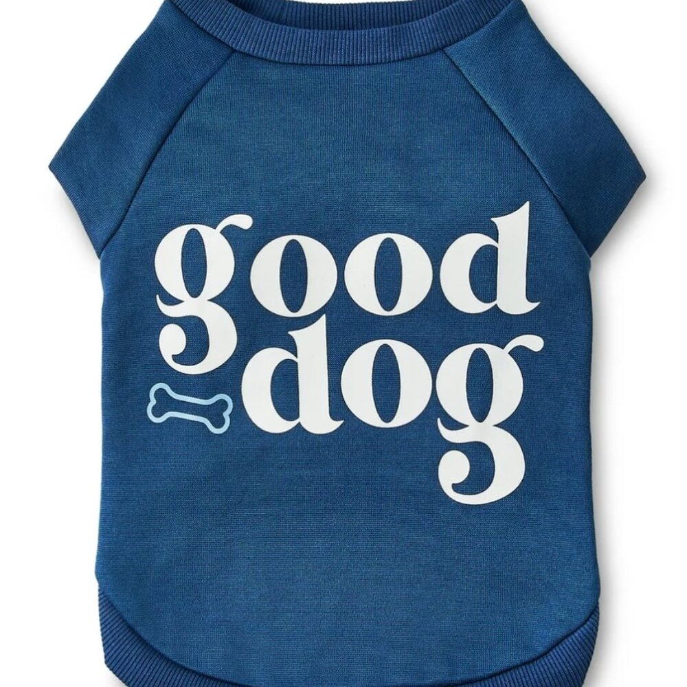 Vibrant Life Good Dog Raglan Dog T-Shirt, Blue, Small